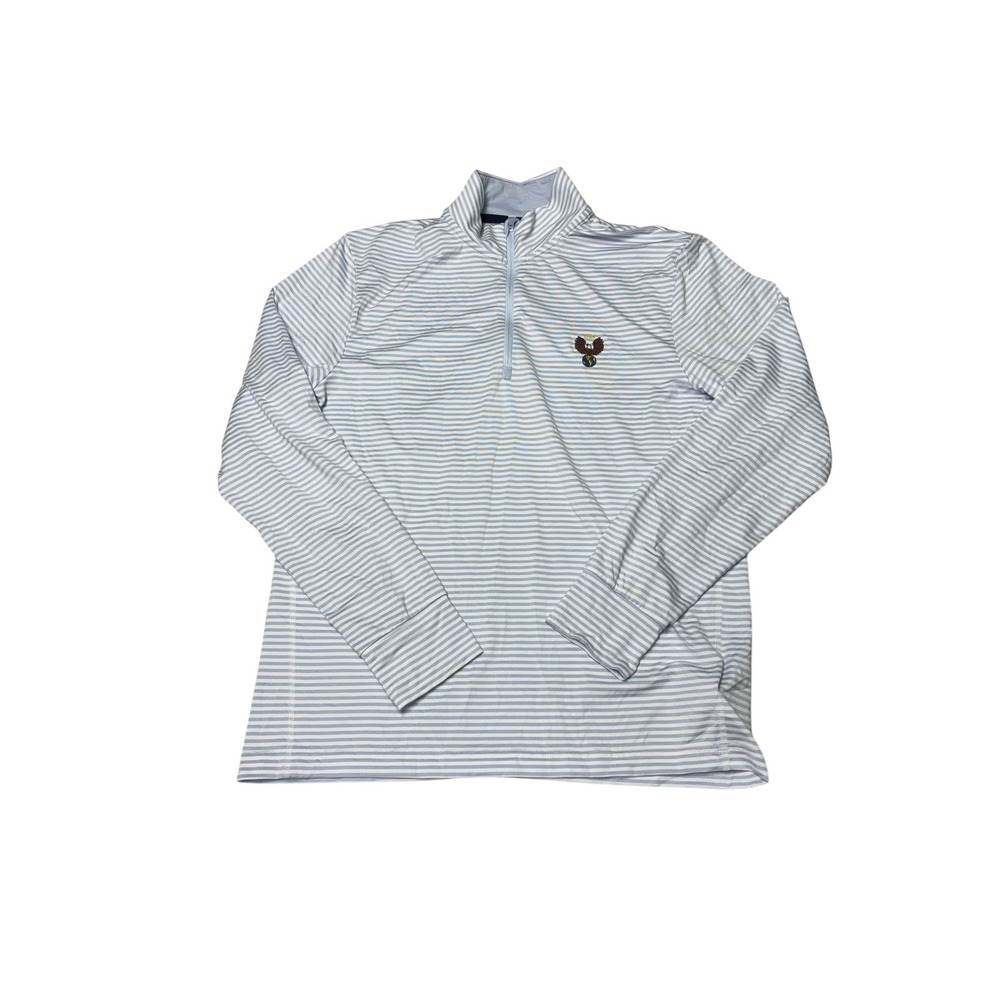 Polo Ralph Lauren Performance Quarter Zip Pullover Blue White Striped Eagle S